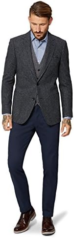 Moss 1851 Men's Grey Textured Suit Jacket 46R