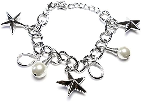 Elegant Love Star Stars Rhinestones Drops Crystal and Pearl Bracelet Elegant Arm Bracelet Chain Bracelet Unique Design of edging in silver Stars Unisex Collection Silver Pearl and Rhinestone