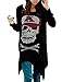 Arrowhunt Women's Skull Cut Out Back Tops Long Sleeve High Low Hem Cool T Shirts