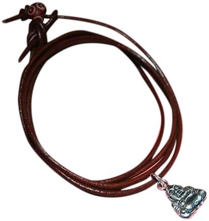 ShoreThing UK Leather Surf Bracelet/Cuff Tibetan Silver Buddha/Buddah