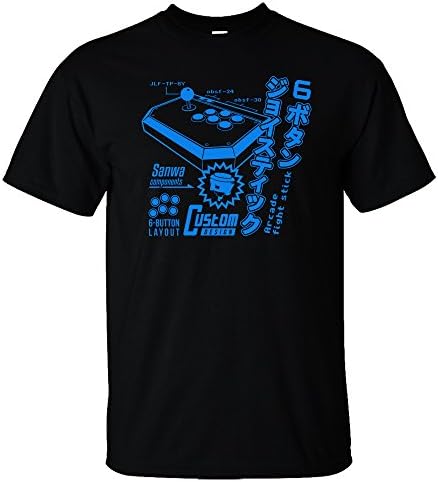 6 Button Arcade Stick T-Shirt (X-Large, Black)