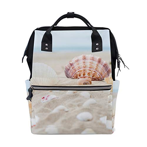 Preisvergleich Produktbild FBTRUST Strandmuschel-Muster, große Kapazität, Reiserucksack, Muttertasche, Wickeltasche, Tagesrucksack, für die Babypflege