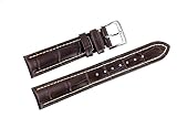 18mm dunkelbraun italienischen Luxus-Lederarmbänder / Bands Ersatz mit weißen Kontrastnähten