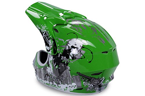 Motorradhelm Kinder Cross Helme Sturzhelm Schutzhelm Helm für Motorrad Kinderquad und Crossbike Modell Design 2015 in grün (Medium)
