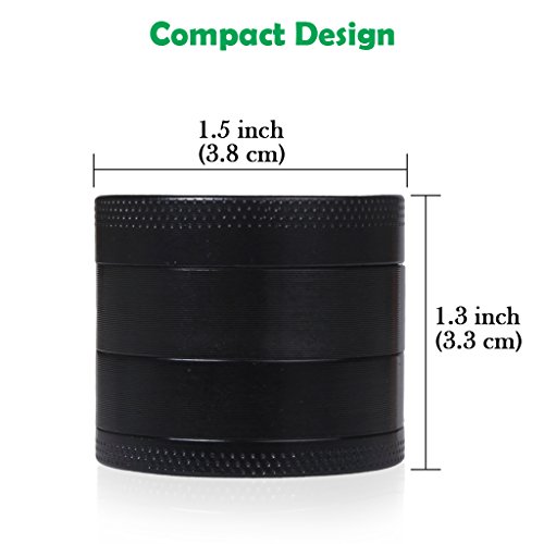 edealing (TM) Mini 4 Schichten Legierung Metall Tabak Crusher Hand Muller Smoke Herbal-Kraut-Schleifer (Schwarz) - 5