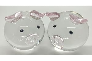ChenXi Shop Crystal Glass Couple Pig Cute Pig Ornament Lovers Lucky Pig Gifts(2 Pieces Pigs) Pink