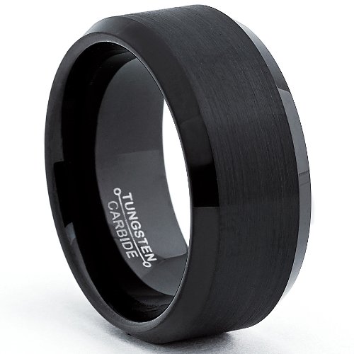 Ultimate Metals Co. 10MM Herren Schwarz Wolframcarbid Ehering,Bequemlichkeit Passen,Größe 57 to 74
