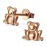 Pendientes niños en plata 925/000 rhodié, chapado en oro rosa - Rana