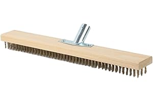GLOBALHUT Cabezal de escoba de alambre, cepillo de cerdas de metal rígido para jardín, herramienta para eliminar musgo de malezas, para eliminar barrido duro al aire libre (alambre de cobre 45CM-B)