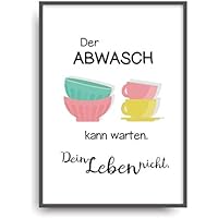 Kunstdruck ABWASCH - LEBEN Poster Bild ungerahmt A4 Geschenk