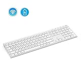 【2.4G FUNK TECHNOLOGIE】 2.4G Technologie gewährleistet eine stabilere Verbindung und einfache Anwendung als Bluetooth. Durch einen USB Empfänger sind die Keyboard und wireless Mouse mit Ihrem PC verbunden, keinen Treiber und keine Installation erforderlich, Reichweite bis zu 10M. (USB Empfänger ist in der Rückseite der Tastatur platziert)