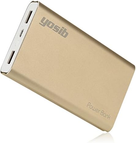 Portable Power Bank Real 10000mAh Dual 2 USB Output Ports Emergency External Battery Charger for iphone7 iPhone6s PSP tablets and More.yosib (Gold)