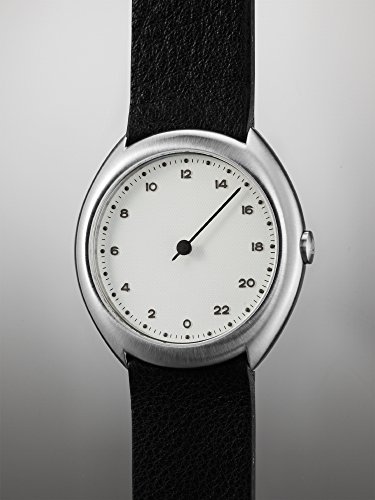 slow O 04 - Black Leather Silver Case White Dial Unisex Quartz Watch with White Dial Analogue Display and Black Leather Strap