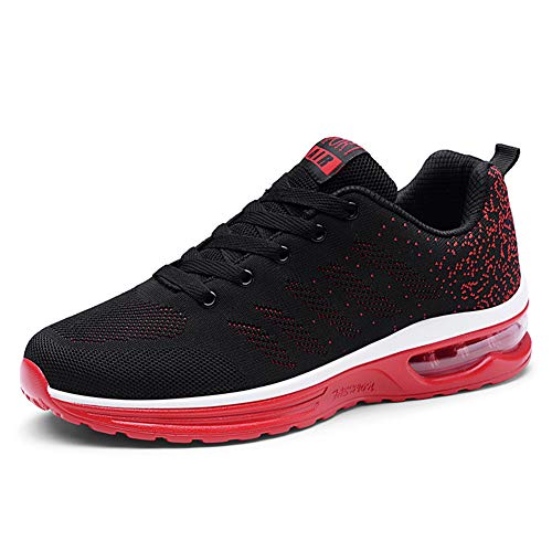 Axcone Homme Femme Air Baskets Chaussures Outdoor Running Gym Fitness Sport Sneakers Style Running Multicolore Respirante-886 Rouge Noir 40