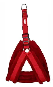 Petshop7 Nylon Fur Dog Harness (Red, 0.75-inch)