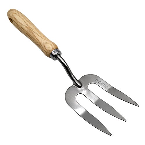 Preisvergleich Produktbild 31 cm Edelstahl Garten Weed Gabel mit Holzgriff