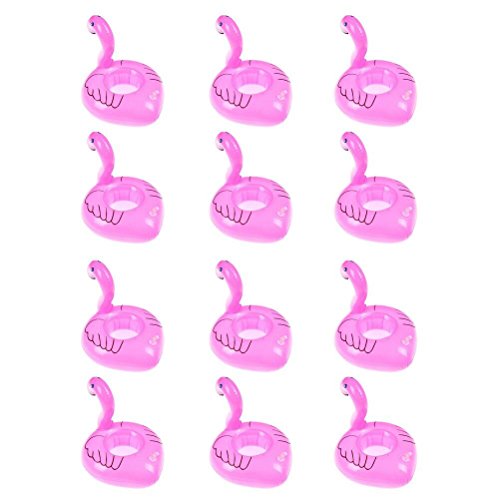 Preisvergleich Produktbild SevenMye Aufblasbarer Flamingo-Getränkehalter, schwimmend, 12 Stück