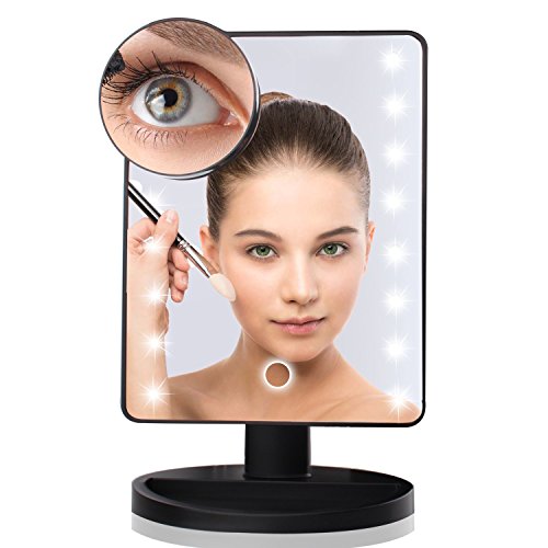MILKIRAY Schwarz 180° Kosmetikspiegel LED Beleuchtung Beleuchtet 10 fach vergrößerung Tischspiegel Make up Spiegel Touch Switch 16 LED DE - 2