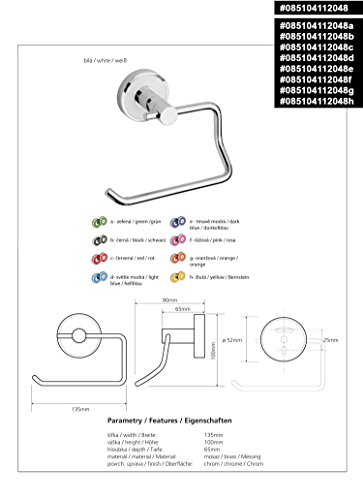 Lagerdeal #085104112048g Papierrollenhalter ohne Deckel, Messing verchromt, silber mit orangem ring, 13,5 x 6,5 x 10 cm - 2