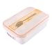 Produktbild sourcingmap Haus Schule Kunststoff zwei Fächern Lebensmittel Obst Mittagessen Box Container mit Löffel