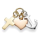 Länge: 18,5 mm | Breite: 10 mm | Material: 750 Gelbgold & Weißgold & Rotgold | Ausführung: massiv | Gewicht: ca. 1,5 Gramm | Einhänger Abmessungen: Kreuz 12mm x 7,3mm, Herz 8,6mm x 8,9mm, Anker 12mm x 7,8mm | Hergestellt in Deutschland