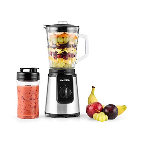 Klarstein Shiva Standmixer Mini Smoothiemaker (350 Watt, 0,8 Liter-Glaskrug, 2 Mixerbecheraus Kunsststoff, BPA-frei, Deckel) schwarz