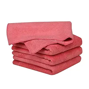 Microfiber Car Cleaning Cloth - 380 GSM - Thick Lint & Streak Free - Non Abrasive - Hypoallergenic - Highly Absorbent (Pink, Pack of 4)