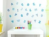 I-love-Wandtattoo WAS-10208 Kinderzimmer Wandtattoo Set "Alphabet blau mit Mustern" 26 Buchstaben zum Kleben Wandsticker Wandaufkleber Sticker Wanddeko