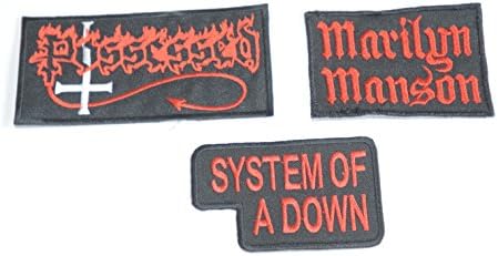 Set of 3 Iron On Patches (SYSTEM OF A DOWN,MARILYN MANSON, POSSESSED).Sold by deal from home, next day delivery , sent from u.k