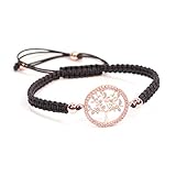 'My Tree of Life' Lebensbaum Armband - Farbe Rosegold mit Zirkonia, Life Tree Armreif mit Steinen, verstellbar, Tree of Love Armbänder für Damen in verschiedenen Farben: Gelbgold, Roségold und Silber