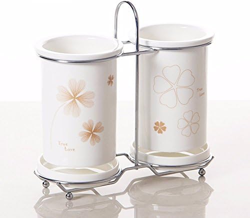 SSBY Chopstick holder ceramic binocular chopsticks drain creative chopsticks basket kitchen chopsticks spoon storage rack,Four-leaf clover