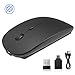 Produktbild omitium Kabellose Maus Wireless Mouse 2.4G Geräuschlose Mäuse Wiederaufladbar Mäuse mit USB Nano Empfänger und USB-C Adapter für PC Laptop MacBook, Microsoft Pro, Office, Home - Schwarz