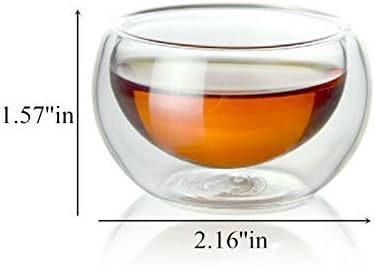Luxtea Double-walled Borosilicate Glass Heat-resisting Tea Cup Hold 2 Oz, Set of 6 by Luxtea