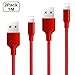 Produktbild JIURUN Phone Ladekabel Apple Kabel USB Kabel 2 Pack 1M Nylon Kabel Datenkabel für Phone XS/X 8/7/7 Plus/6S/6S plus/6/6 Plus/5S/5C/5, iPad Air/Air 2, iPad mini/2/3/4,und mehr Geräte (Rot)