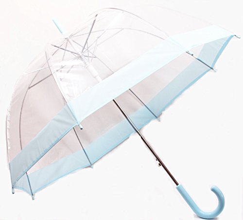 Preisvergleich Produktbild Schöner Regenschirm, transparent, durchsichtig Rand in türkis (hellblau), Automatik