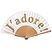 Produktbild Japanischer Handfächer Seide und Bambus Muster, Japan Fächer Faltbar Bambusgriff Damen, Hand Fan Gold Wort für Karneval Urlaub Tanzen Wand Deko Gastgeschenk - J'Adore