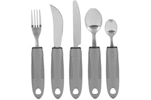 ‎FABATER Adaptacyjne Naczynia do Drżenie Rąk, Zapalenie Stawów i Parkinsons, Ważone Noże Widelec i łyżki Zestaw Srebra ze Stali Nierdzewnej, Przybory do Jedzenia dla Osób Niepełnosprawnych