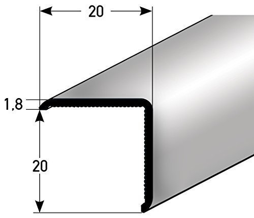 Eckschutzprofil Aluminium, 100cm / 20 x 20mm ✓ Selbstklebend ✓ Made in Germany ✓ Dreifach gekantet ohne Spitze | Winkel-Profil, Winkelleiste als Kantenschutz & Eckschutzschiene für Wände | Eckleiste für Kanten