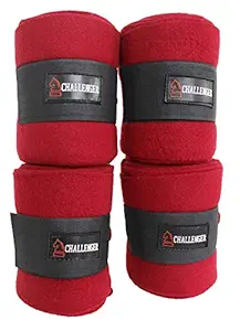 CHALLENGER Horse Tack Grooming Leg Polo Wrap Set of 4 Soft Fleece Burgundy 95R06