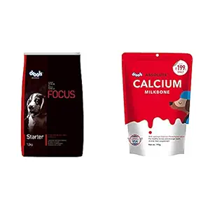 Drools Focus Starter Super Premium Dog Food , 1.2kg & Absolute Calcium Bone Pouch, 190 g