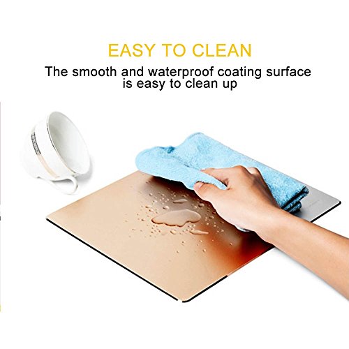 Aluminium Gaming Mauspads Matte mit Anti-Skid Gummibasis & High Precision & Micro Sand Strahlen(Groß,Gold) - 5