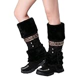 TianWlio Stiefel Frauen Herbst Winter Schuhe Stiefeletten Boots Wildleder Haarballen Runde Zehe Platz Absatz Schuhe Halten Warme Schlüpfen Schnee Stiefel Schwarz 39