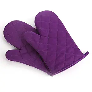 Generic Purple: Heat Resistant Thick Kitchen Barbecue Oven Glove Cooking BBQ Grill Glove Oven Mitts Baking Kitchen Tool