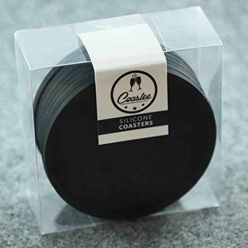 Coastee Silikon-Untersetzer – 8 Stück, schwarz, Glasuntersetzer-Set für Bar, Wohnzimmer, Küche - 2