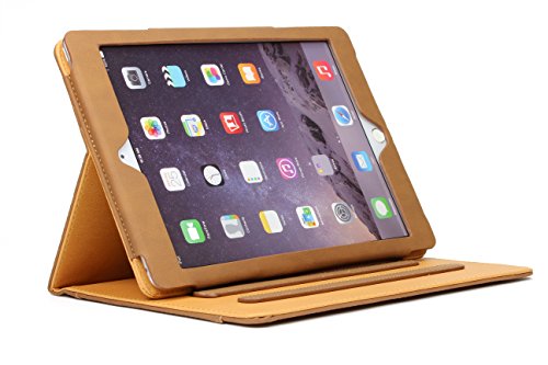 Original Urcover® Tasche Smart Cover iPad Air 2 ( 2014/2015 Version – 6.Generation) Schutz Hülle Case [Sleep / Wake Funktion] und inkl Displayschutzfolie & Zubehör | Dunkel Braun - 4