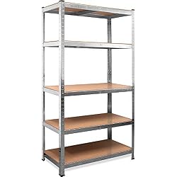 Deuba Etagère Charge Lourde 180x90x40 cm 5 Plateaux 875 KG Max. Meuble de Rangement Acier et Bois MDF Garage Atelier