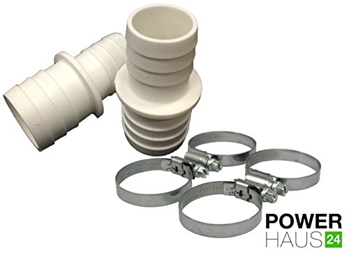 POWERHAUS24® - Schlauchverbinder - 2er Pack mit 4 VA Schellen - Ø 32 mm auf Ø 38 mm