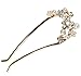 niceeshop(TM) Elegant U Shape Teeth Fax Pearl Bling Rhinestone Prong Hair Clips,Gold White