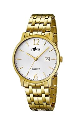 Lotus Reloj de cuarzo Hombre, Blanco con esfera analógica pantalla y  pulsera chapado en oro de acero inoxidable 18177/1 de Lotus - Regalopia.com