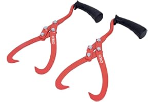 Oxeo 2 Crochets de Levage Pince à Bois Ouverture 27cm - Poignées antidérapantes - Manipulation du Bois de Jardin